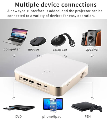 Mini S350 1080P Full HD DLP 4K 3D Ev Tiyatrosu Projelerleri WIFI Android 9 Dahili Pil