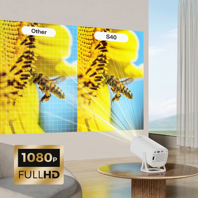 Flyin S40 Ev Tiyatrosu Full HD 1080P 4K Projekör Oyun Projekörü 120 ANSI Lumen Ev TV