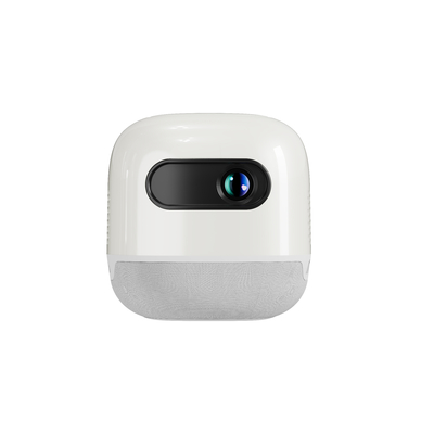 FLYIN M2 mini kare taşınabilir DLP projektörü, yerleşik pil ile 4K açık hava kamp projektörü