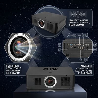 Flyin-K1200U 12000 Ansi Lumens WUXGA 3LCD Lazer Projektor 1.8x Elektrikli Zoom HDBaseT Büyük Oditoryum için