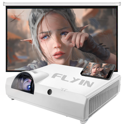 Flyin-C90SW+ 4200 Lumens WXGA 3LCD Lazer Kısa Atış Projekörü Android 5000000:1 Eğitim İşletmeleri için Kontrast